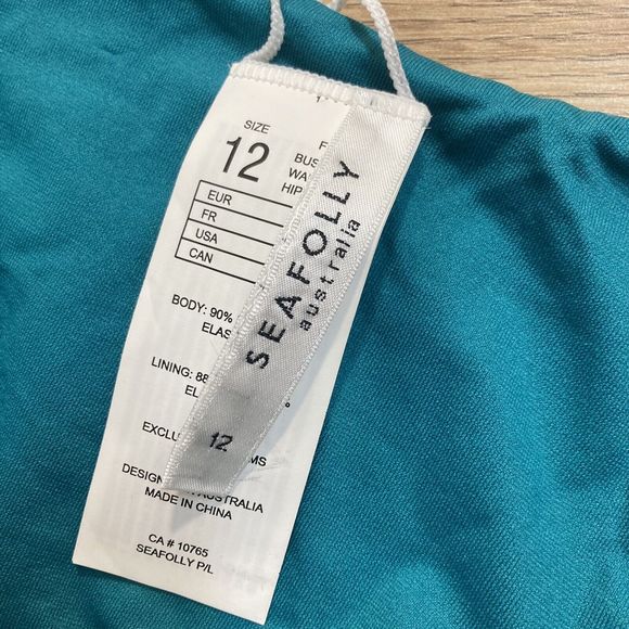 Seafolly Australia Women’s US Sz 8 AU 12 High Cut Swim Bikini Bottom Teal NWOT - Picture 3 of 6